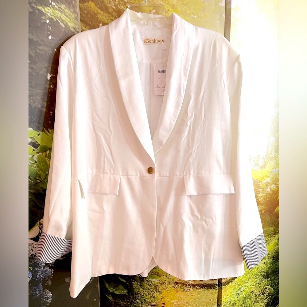 NEW Summer White Single Button Jacket Blazer 16